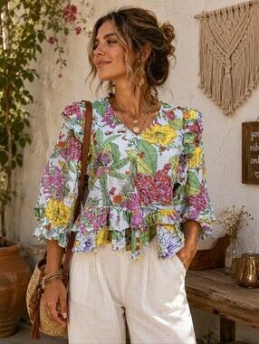 Love The Label Floral Cotton Top M